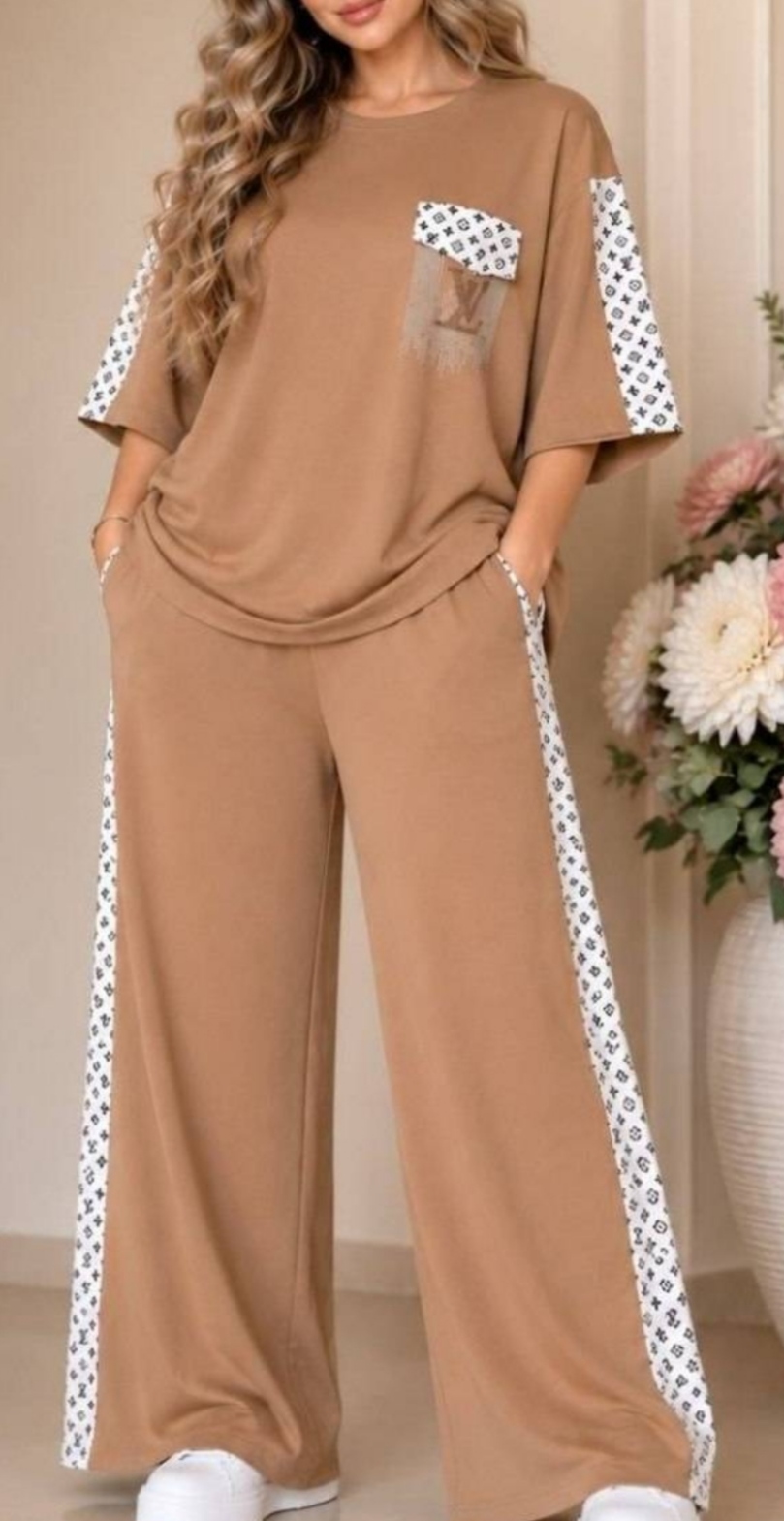 ست تیشرت شلوار زنانه ال وی نگین دار