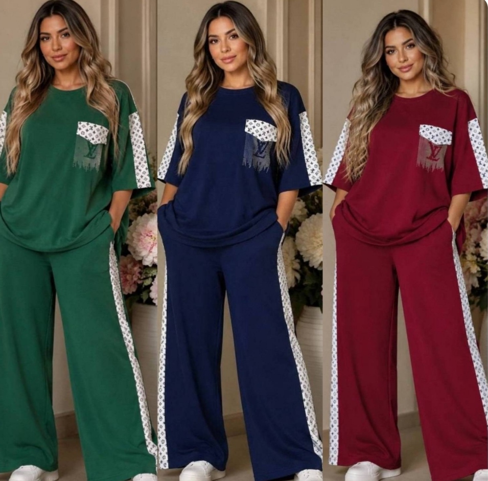 ست تیشرت شلوار زنانه ال وی نگین دار